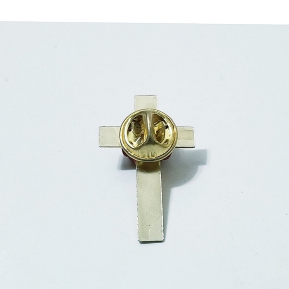 Vintage cross with rose pin - Picture 2 of 2